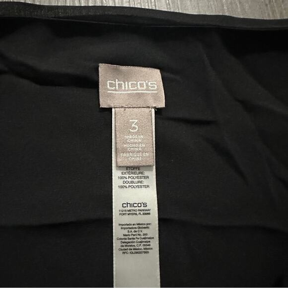 Chico's Black Double-Layer East West Flowy Top Size 3 (L) - Picture 6 of 9